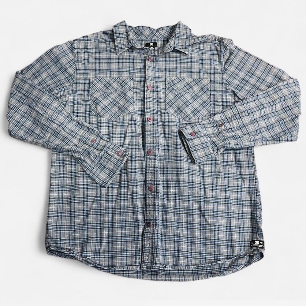 DC shoes mens plaid button down Shirt size Large